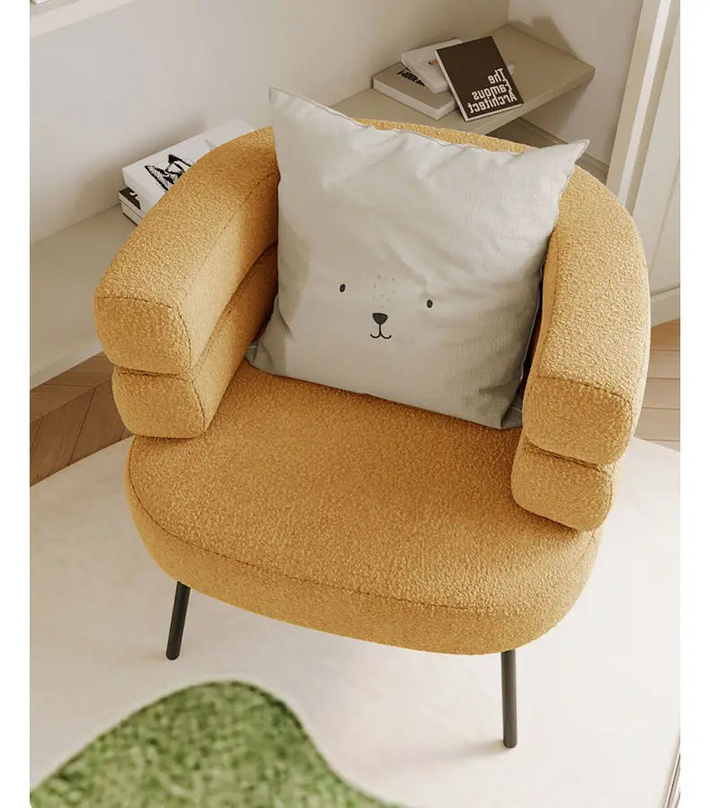 Bohemian Fluffy Accent Chair Modern Lamb Wool Lounge Chaise Plush Single Sofa for Small Space  Luxury Vanity Stool for Bedroom