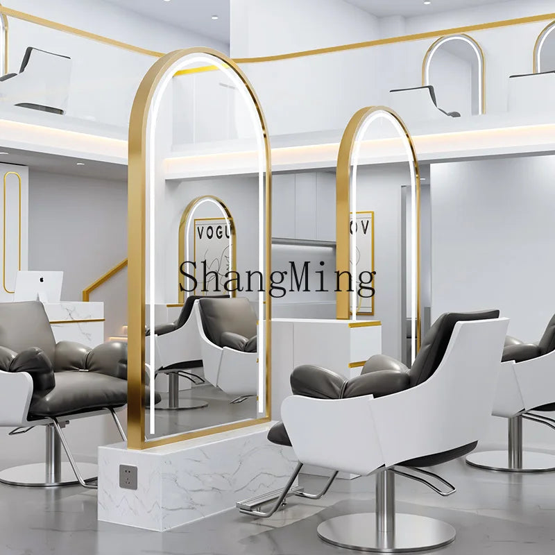 HJ Barber Shop Mirror Quick Cut Special Mirror Hair Salon Internet celebrity hair salon Full Lamp Mirror