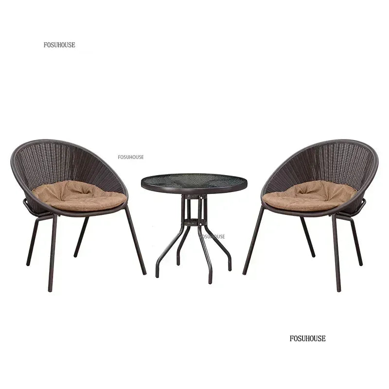 Outdoor Rattan Chair Garden Furniture Set Household Outdoor Balcony Leisure Table and Chair Three-piece Set Mini Coffee Table