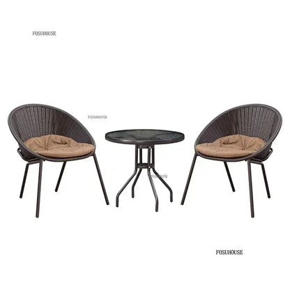 Outdoor Rattan Chair Garden Furniture Set Household Outdoor Balcony Leisure Table and Chair Three-piece Set Mini Coffee Table