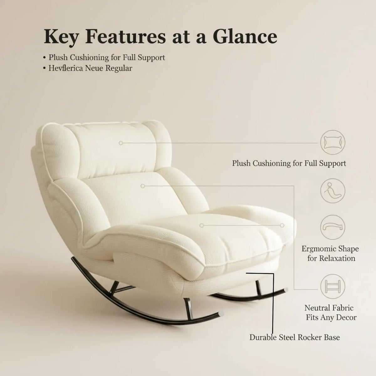 Sofa Rocking Chair Metal Frame with Adjustable Backrest Comfortable Decorative Chair Modern Ergonomic Sofa for, Customized