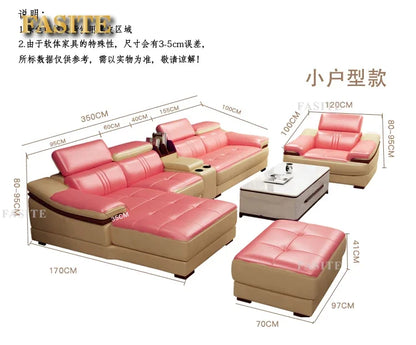 Genuine leather sofa head layer cowhide small unit,simple and modern functional, fashionable leather sofa combination decoration