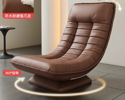 Fashion single sofa chair rotatable Italian light luxury living room balcony casual reclining sofa moon swivel chair