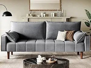 Modern Velvet Loveseat Sofa with Button Tufted Seat and Side Storage for Small Spaces