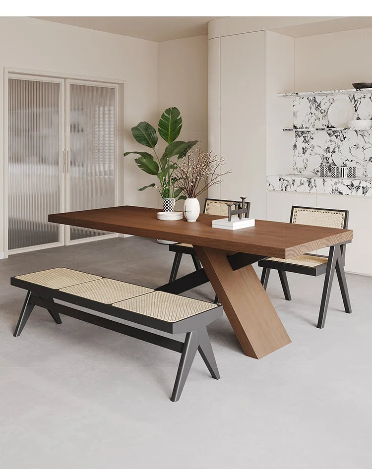 Nordic designer medium antique solid wood dining table, wabi-sabi wind home rectangular desk, living room eating table
