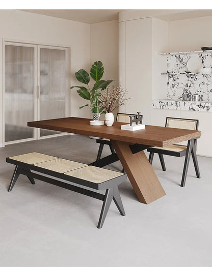 Nordic designer medium antique solid wood dining table, wabi-sabi wind home rectangular desk, living room eating table