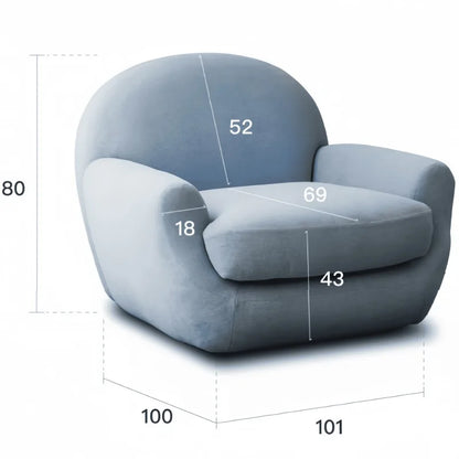 Cream Fabric Lazy Sofa Single Seater Armchair Comfort Accent Furniture for Living Room Bedroom