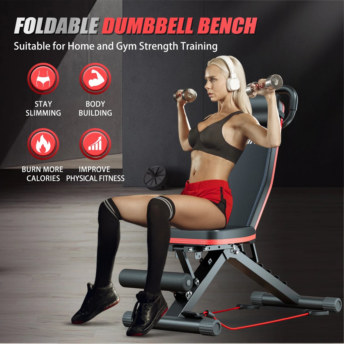 Weight Bench Foldable 14-in-1 Dumbbell Bench 1000 lbs Sit-up Assist Fitness Equipment 6 Adjustable for Full Body Workout