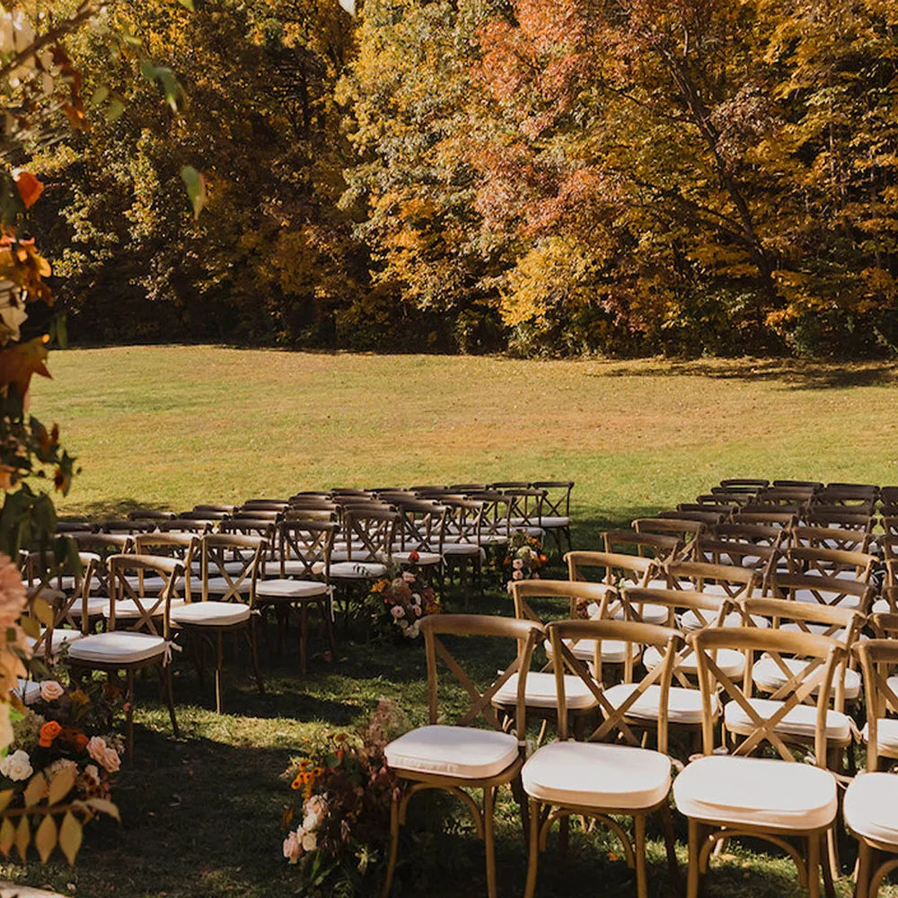 Stackable Natural Wood Grain Cross Back Chair for Outdoor Events Party Wedding