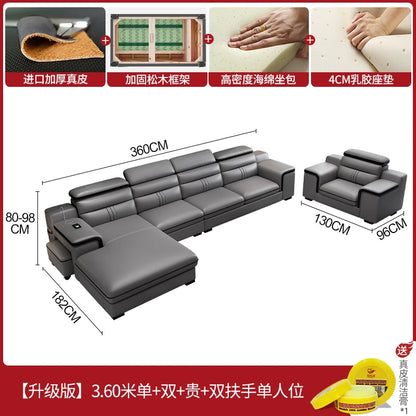 Genuine Leather Modern Sofas Luxury Classic Bedrooms Cinema Sofas Comfortable Straight Muebles Para El Hogar Home Accessories