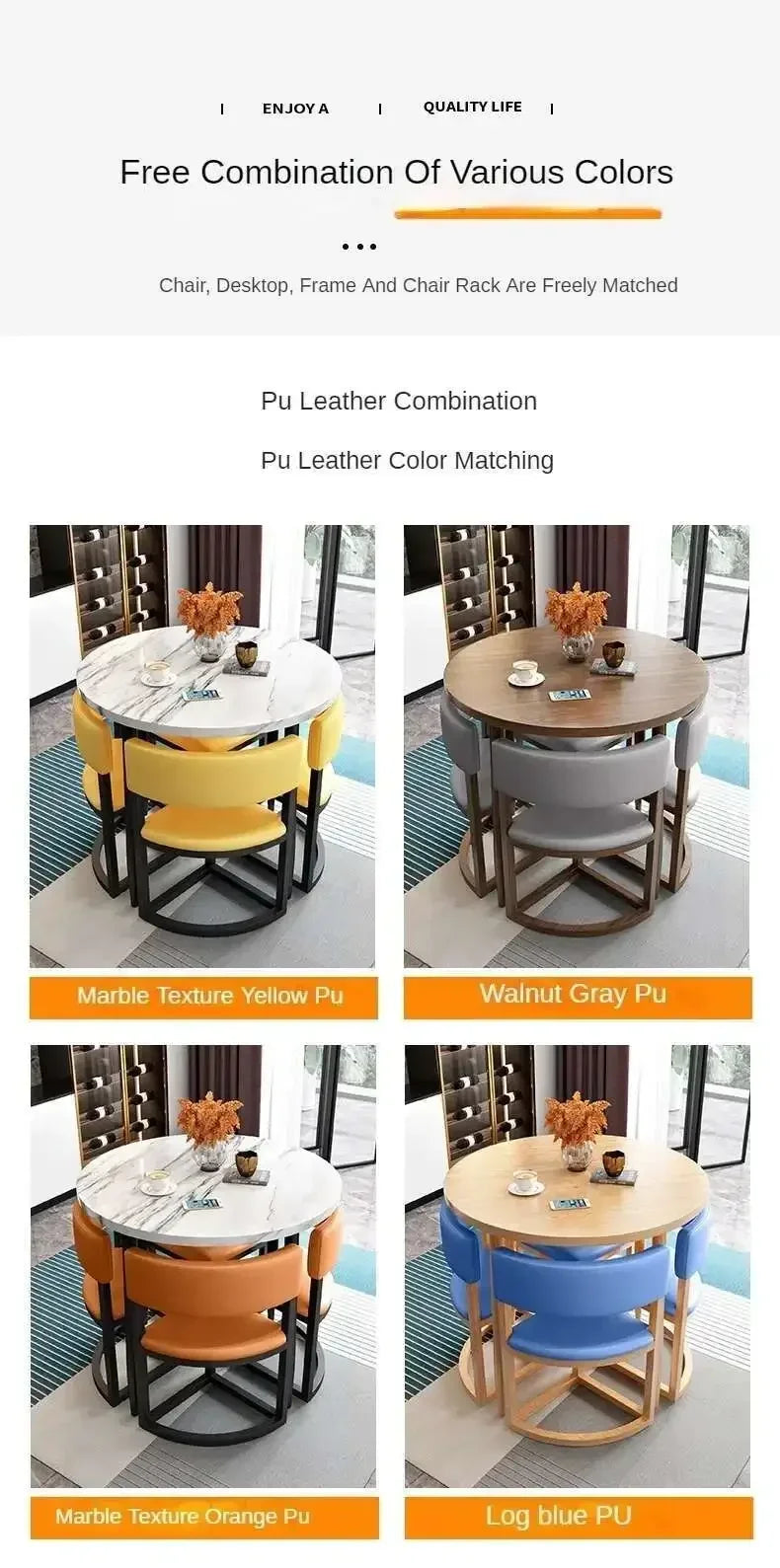 Round Mobile Dining Tables Set Kitchen 4 Chairs Center Wood Table Extendable Luxury Floor Mesa Comedor Home Furniture