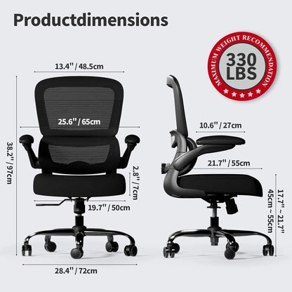 Ergonomic Office Chair with Adjustable Lumbar Support, Mesh Computer Chair for Home Office