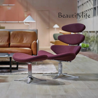 Modern simple chair stainless steel fish bone artistic sense high sense single sofa chair lazy