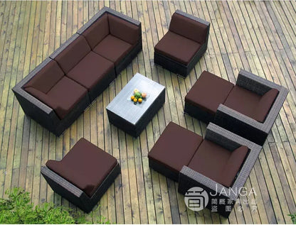 Outdoor courtyard, office building, reception area, sales center, round sofa, outdoor rattan chair, negotiation of large
