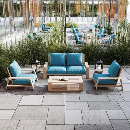 Outdoor Simple Terrace Hotel Villa Patio Solid Teak Sofa Furniture