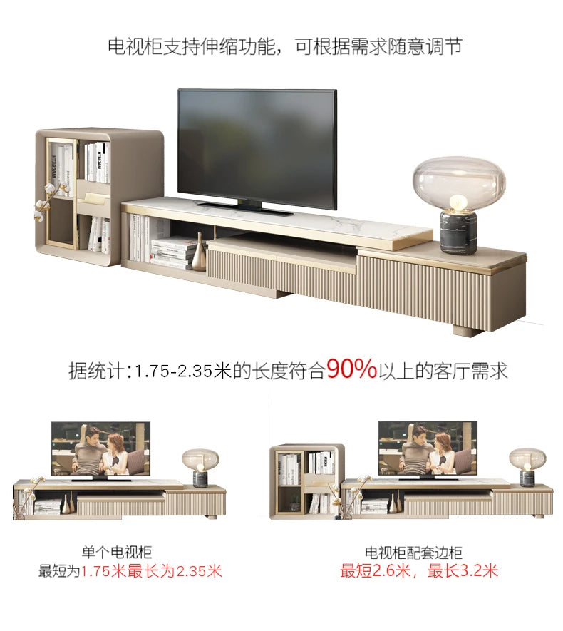 LXLight luxury rock slab coffee table Nordic simple modern round telescopic size coffee table