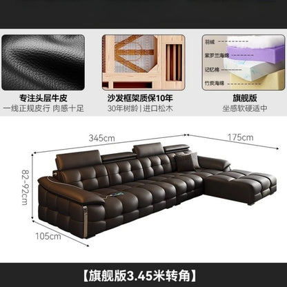 Modern Luxury Sofa Head Layer Leather Living Room Sofas Three Seat Couch Armchair Straight Row Chaise Lounges Home Furniture