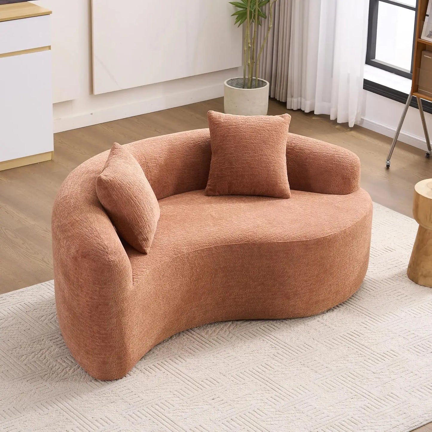 66.9'' Modular Sectional Loveseat, Chenille Upholstered Boneless Curved Loveseat with Deep Seat,Combination Round Sofa