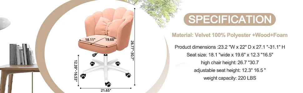 Lovely Petal Desk Chair Office Chair, Modern Fabric Butterfly Chair, Height Adjustable Chair, Makeup Desk Chair, Computer Chair