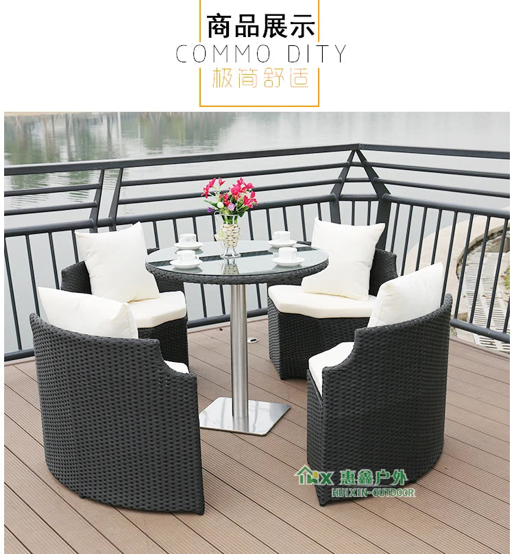Outdoor leisure courtyard rattan chair five-piece combination outdoor villa open-air balcony creative storage home back chair