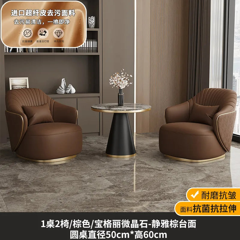 Modern light luxury single sofa chair home balcony negotiation reception table and chair combination designer office area leisur
