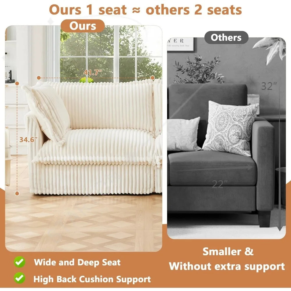 83.4” L-Shaped Comfy 2-Seat Sofa Couch Upholstered Deep Seat Couches With