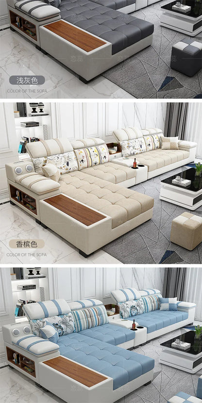 Nordic Luxury Technology Cloth Sofa for Living Room Furniture Modern Living Room Sofa Combination Large Apartment Sofa Set u