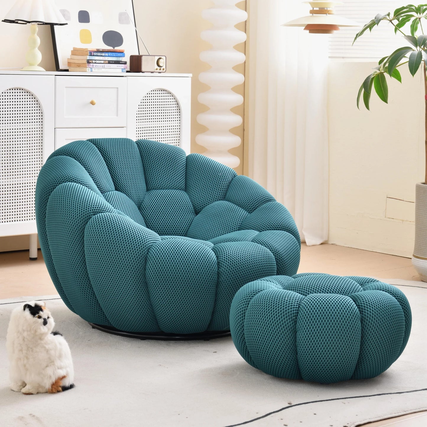 Modern Pumpkin Chair Luxury Bubble Sofa Single Lounge Seat Lazy Recliner for Bedroom Balcony Living Room Aesthetic Accent