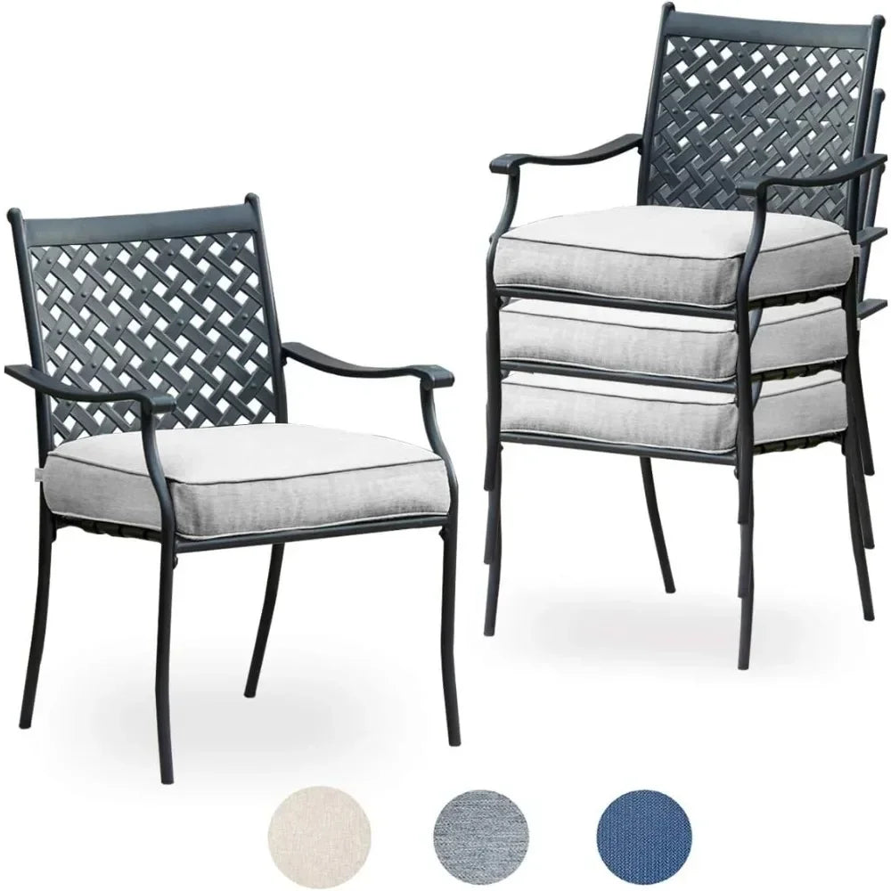 Metal Dining Chair Indoor Outdoor Use Patio Dinning Chairs Set,Dining Bistro Cafe Side Metal Chairs Set of 4 with Arms and Seat
