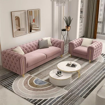 Customizable Modern Leather Combination Upholstered Couch White Sofa Living Room New Model Luxury Tufted Chesterfield-sofa Sets