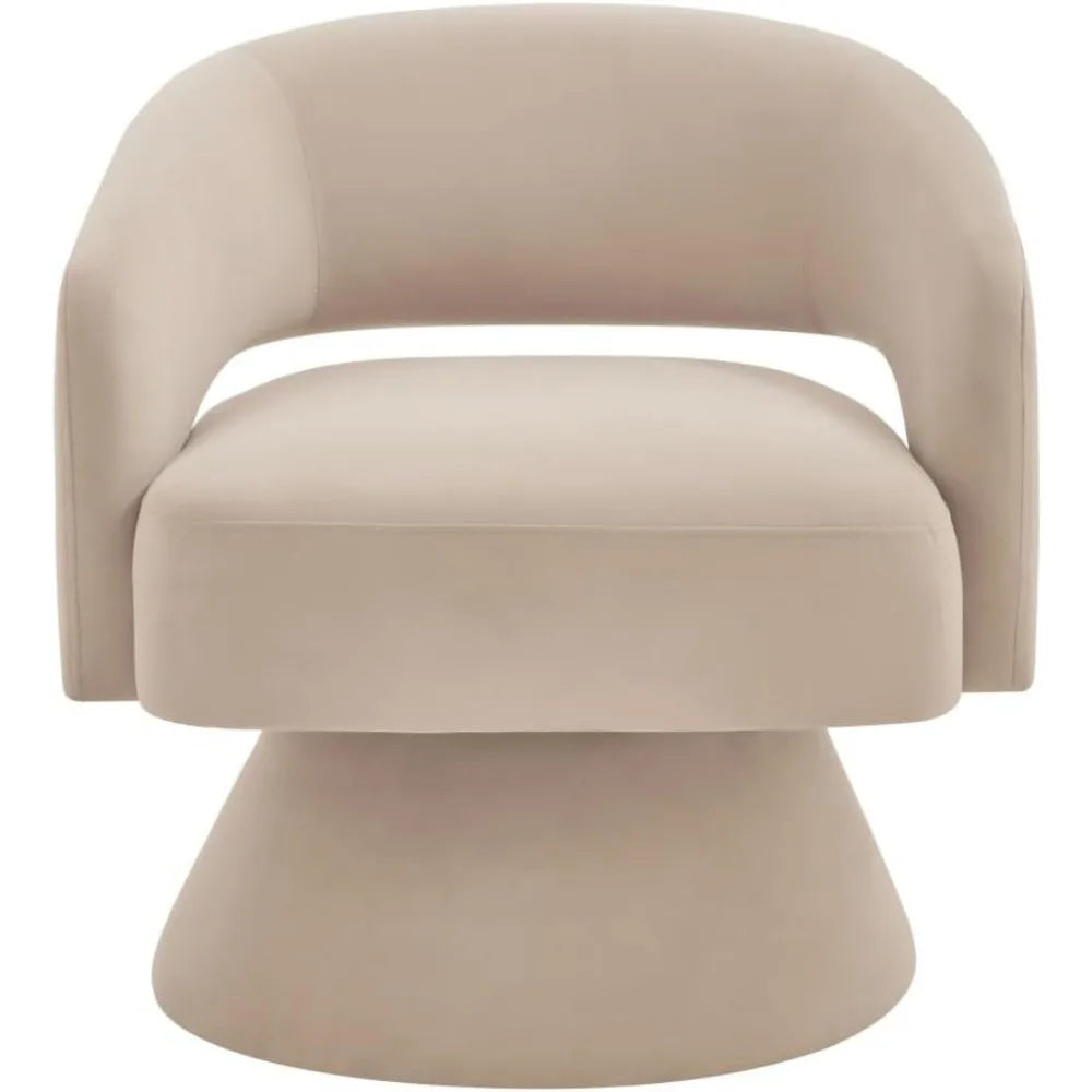 Swivel Barrel Chair, Modern Upholstered Velvet Accent Chair with Open Backrest, Comfy Single Sofa Chair Armchair with 360 Degree