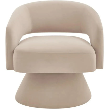 Swivel Barrel Chair, Modern Upholstered Velvet Accent Chair with Open Backrest, Comfy Single Sofa Chair Armchair with 360 Degree