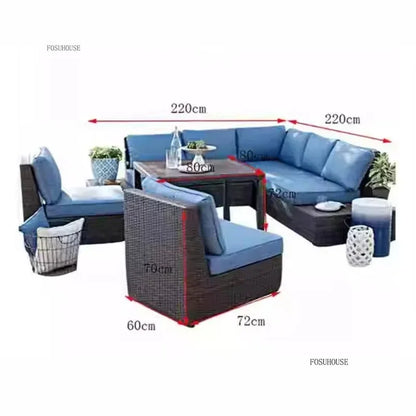 American Courtyard Furniture Leisure Rattan Sofa Chairs Outdoor Modern Country Corner Garden Sofas Patio Furniture Set y