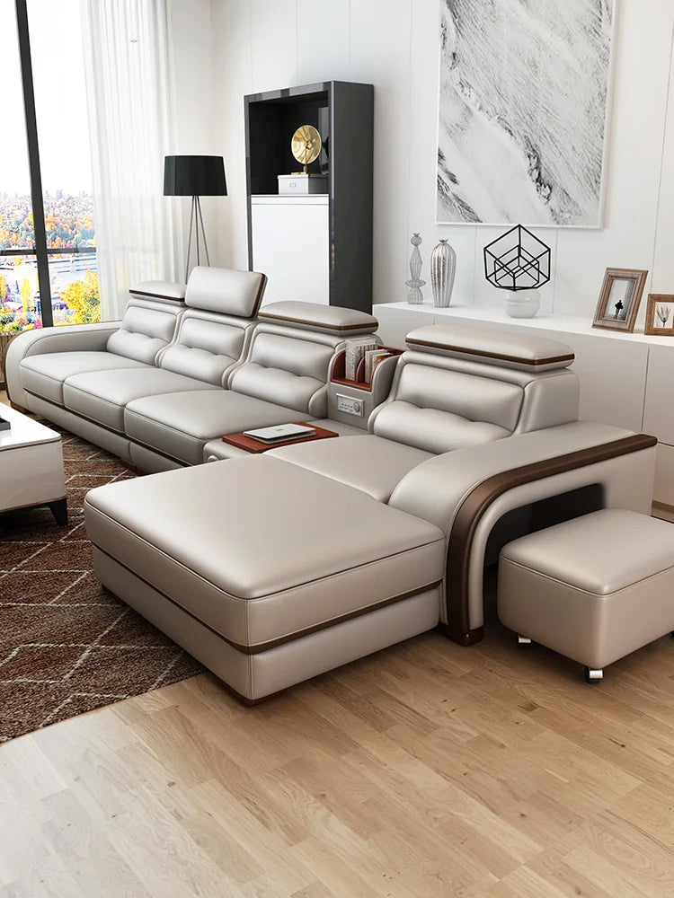Modern Genuine Leather L Sofa Luxury Genuine Leather Sofa Set Furniture Living Room Couch