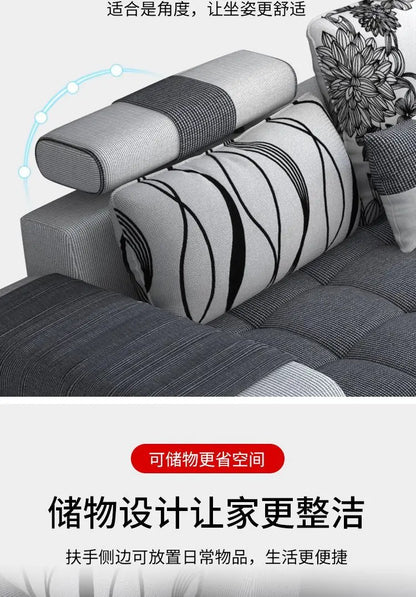 Living room fabric sofa Modern simple home corner sofa Furniture combination Solid frame fabric sofa