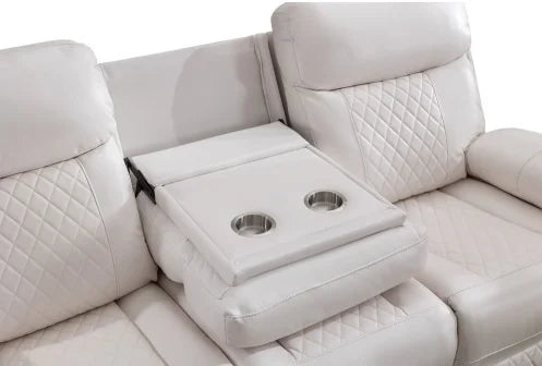 Modern simple electric reclining leather sofa set, multi-functional and retractable