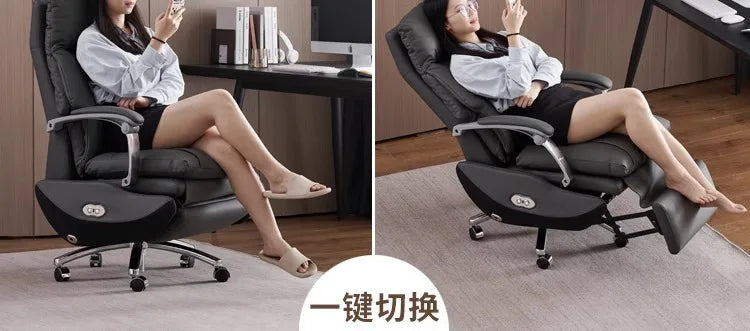 AOLIVIYA Top Layer Cowhide Electric Executive Chair for Home Office Comfortable Computer Swivel Chair Business President Reclini