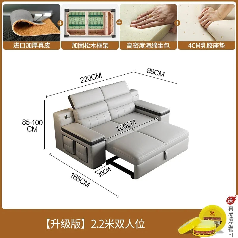 Designer Leather Sofa Living Room Ajustable Lounge Foldable Sofa Reclinable Modular Minimalist Woonkamer Banken Lounge Furniture