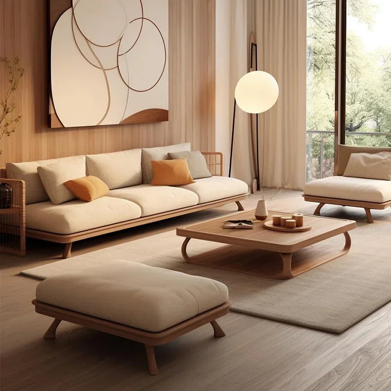 Minimalistic Wooden Sofa Stools Recliners Modern 3 Seater Lazy Living Room Couch Lounge