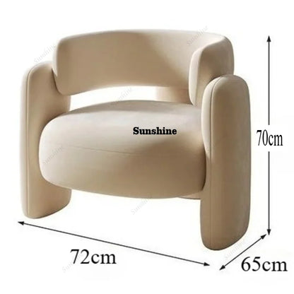 Nordic Chaise Loung Frosted Velvet Accent Chairs Curved Backrest Solid Wood Frame High Density Sponge Living Room Single Sofas