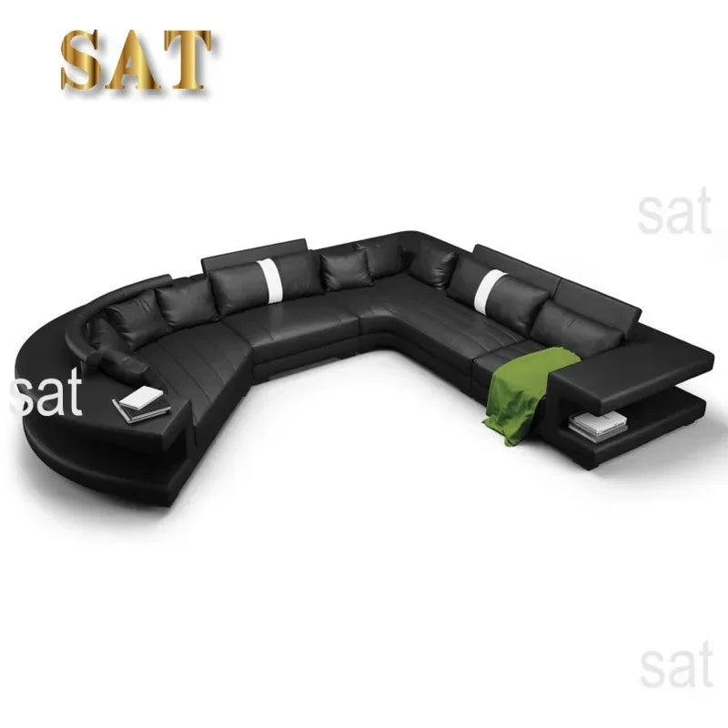 New Arrival Modern Living Room Leather Sofa, Lounge Chair, Living Room Designer Combination Sofa, U-shaped Sofa, Luxury Leather
