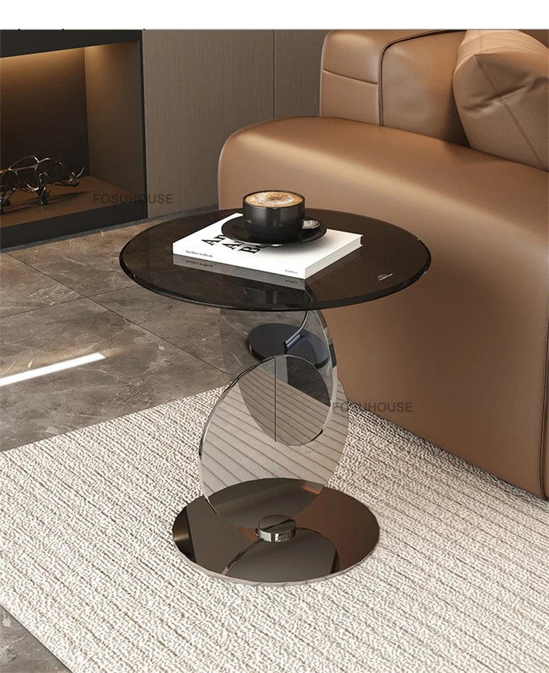 Nordic Light Luxury Coffee Tables Glass Side Table Designer Stainless Steel Corner Table Home Furniture Living Room Coffee Table