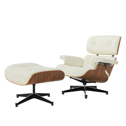 Replica Mid Century Tall Size Chaise Genuine Leather Lounge Chair With Ottoman Black Walnut and Palisander Living Room Chairs