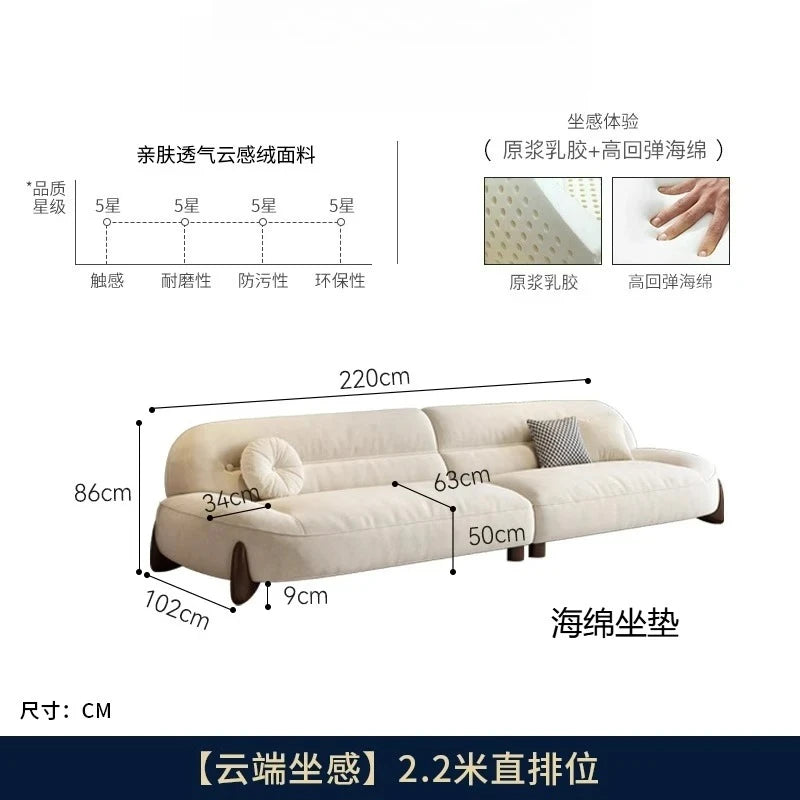 Customizable LXC modern minimalist cloud skin-friendly flannel small apartment living room straight row light luxury sofa