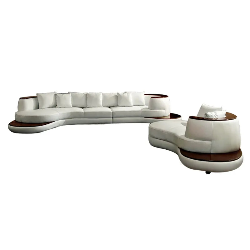 First layer cowhide sofa, creative curved leather sofa combination