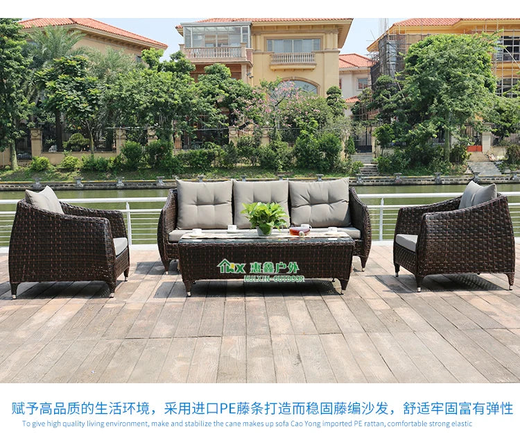 Leisure Courtyard Garden Sofas Outdoor Simple Homestay Coffee Table Garden Sofa Terrace Pe Rattan Furniture Sofá Exterior MHHYSF