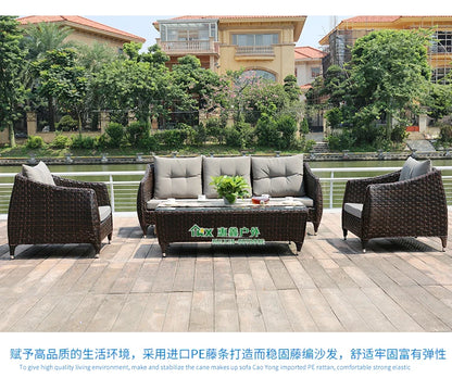 Leisure Courtyard Garden Sofas Outdoor Simple Homestay Coffee Table Garden Sofa Terrace Pe Rattan Furniture Sofá Exterior MHHYSF
