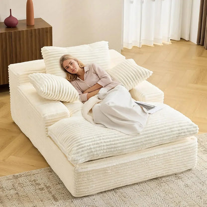 67" Boneless Chaise Lounge Chair Indoor Oversized Corduroy Upholstered Sofa Bed Deep Seat Sleeper Couch Reading Chair Cloud