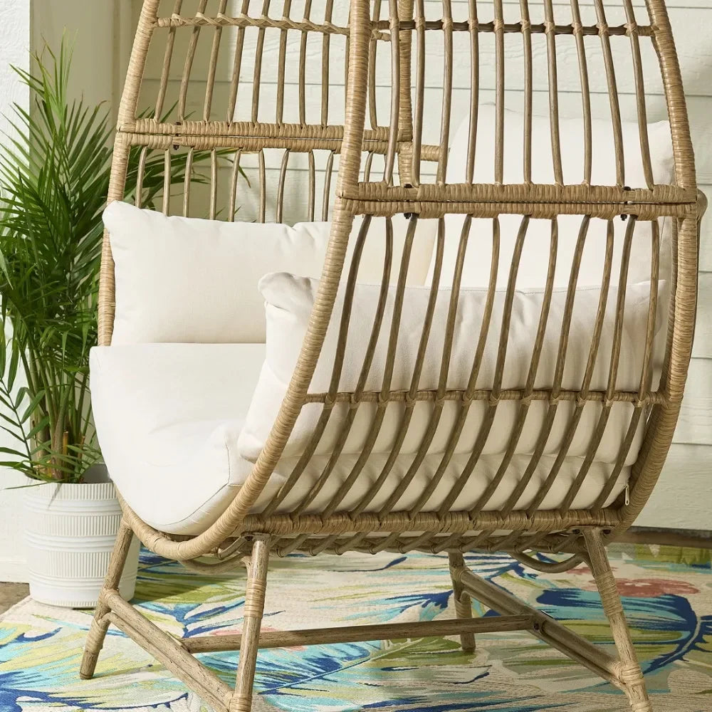 2024 New  Bellamy Round Wicker Outdoor Egg Chair, Beige