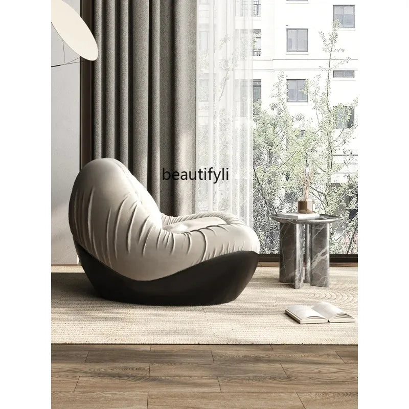 A076 Designer Simple Lazy Sofa Nordic Modern Light Luxury Villa Arc Leisure Chair Single Sofa Flannel